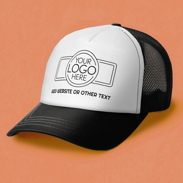 Add Your Logo Business Modern Minimalist with Text Trucker Hat (Custom Trucker hat)