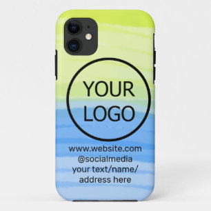 add your logo business name text watercolor addres Case-Mate iPhone case