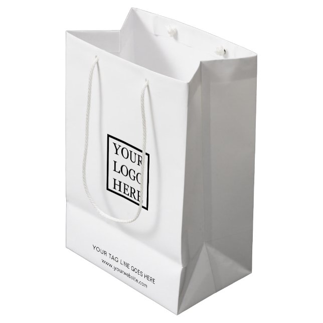Add Your Logo Business Paper Shopping Bag (Front Angled)