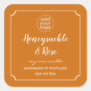 Add Your Logo Candle Burnt Orange Label Square