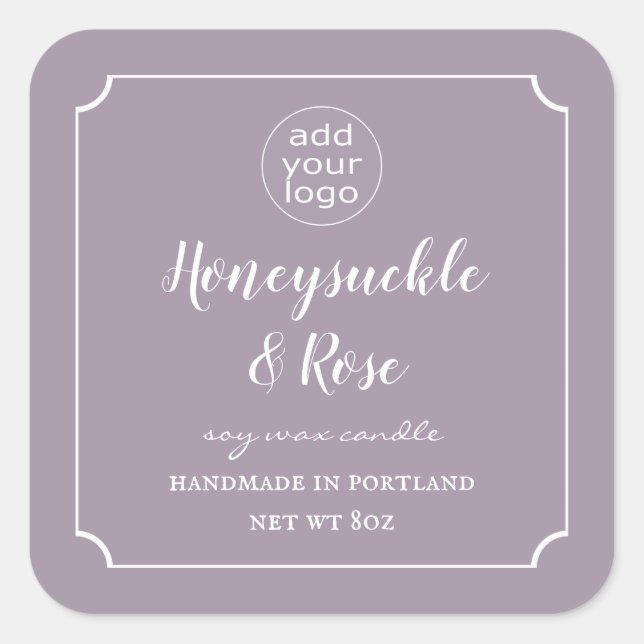 Add Your Logo Candle Lavender Label Square (Front)