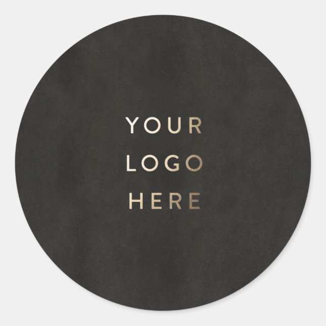 Add Your Logo Chalkboard Black Simple Modern Classic Round Sticker (Front)