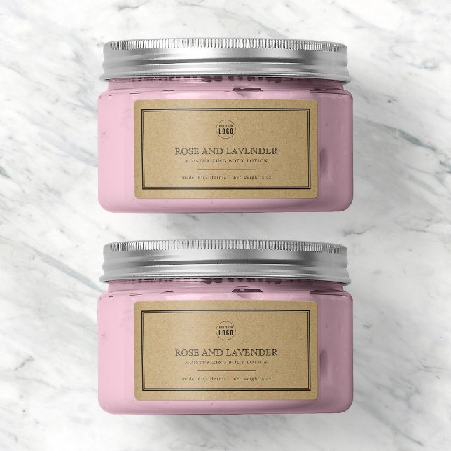 Add Your Logo Classic Grey Border Kraft Product Label (Creator Uploaded)
