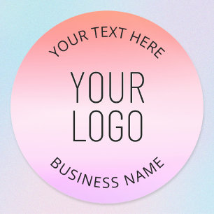 Add Your Logo   Colourful Sunset Gradient Colours  Classic Round Sticker