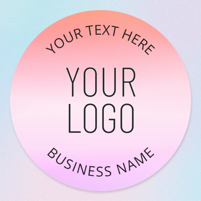 Add Your Logo | Colourful Sunset Gradient Colours  Classic Round Sticker (Creator Uploaded)