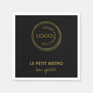 Add Your Logo Company Name on Black Napkin