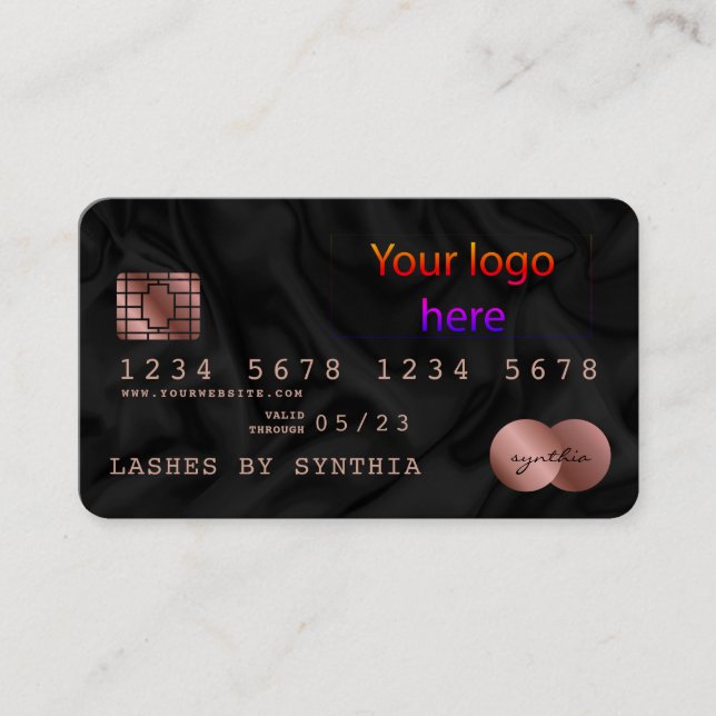 Add Your Logo Credit Card Black Silk Style (Front)