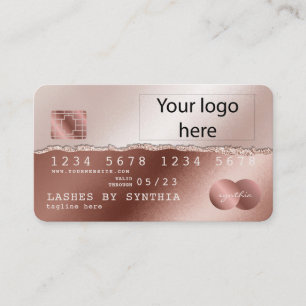 Add Your Logo Credit Card Rose Gold Glitter Drips