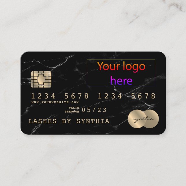 Add Your Logo Credit Card Style Black Marble (Front)