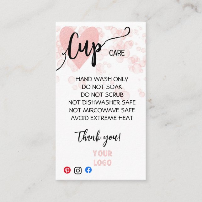 ADD YOUR LOGO CUP CARE CARDS (Front)