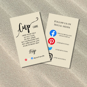 Add Your Logo Cup Care Cards, Custom Busines Business Card