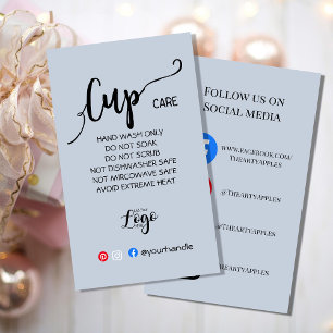 Add Your Logo Cup Care Cards, Custom Vinyl Busines Business Card