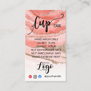 ADD YOUR LOGO cup CARE CARDS vinyl business
