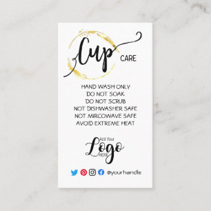 ADD YOUR LOGO cup CARE CARDS vinyl gold