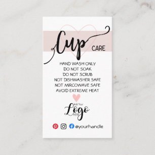 ADD YOUR LOGO cup CARE vinyl business blush Business Card