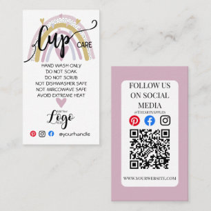 ADD YOUR LOGO cup CARE vinyl business rainbow Card