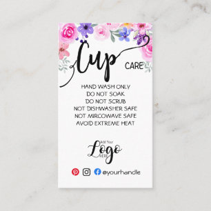 ADD YOUR LOGO cup CARE vinyl business watercolor Business Card