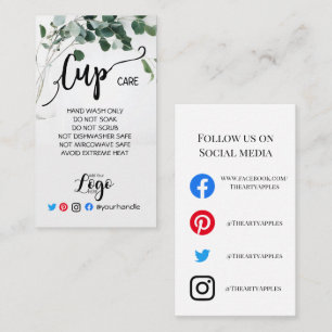 ADD YOUR LOGO cup CARE vinyl eucalyptus Business Card