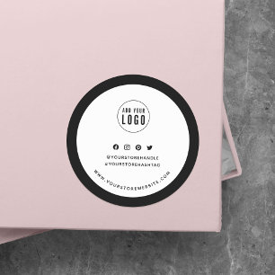 Add Your Logo Custom Border Social Media Branding Classic Round Sticker