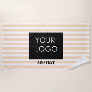 Add Your Logo Custom Business Peach Stripes Beach Towel