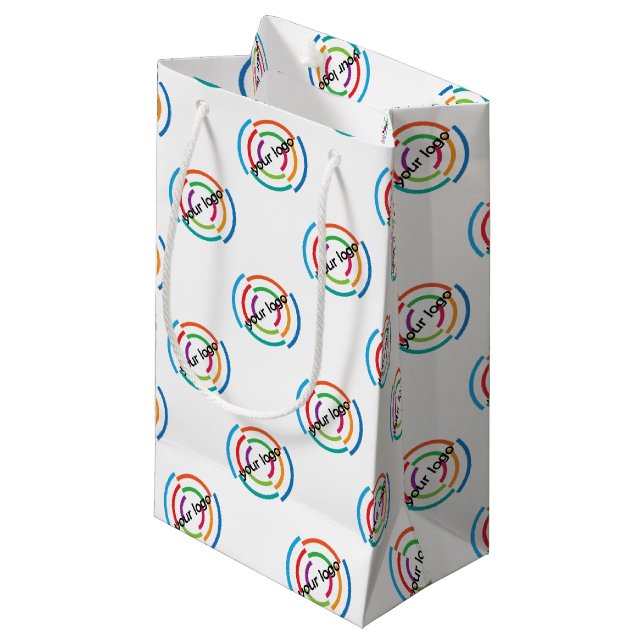 ADD Your LOGO CUSTOM company business CORPORATE Small Gift Bag (Front Angled)
