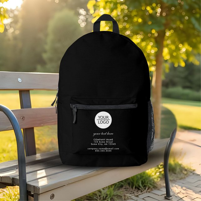 Add your Logo Custom Text Black Company  Printed Backpack (Creator Uploaded)
