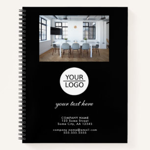 Add your Logo Custom Text Black Promotion Photo Notebook