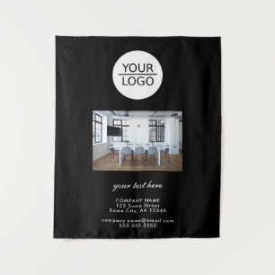 Add your Logo Custom Text Company Photo Black Tapestry