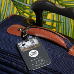 Add your Logo Custom Text Company Photo Grey Luggage Tag