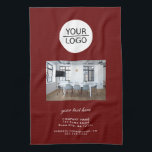 Add your Logo Custom Text Company Photo Grey Tea Towel<br><div class="desc">Add your Logo with a Custom Text Company Photo Promotion Red Kitchen Towel. Add your photo,  logo and customise the text,  company name,  address and contact information. Business promotion or giveaway for your clients and business partners.</div>