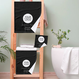 Add your Logo Custom Text Company Promotion Black Bath Towel Set