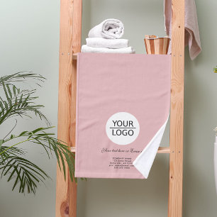 Add your Logo Custom Text Company Promotion Pink Hand Towel