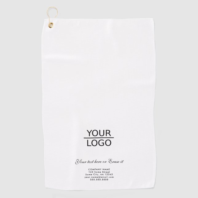 Add your Logo Custom Text Company Promotion White Golf Towel (Front)