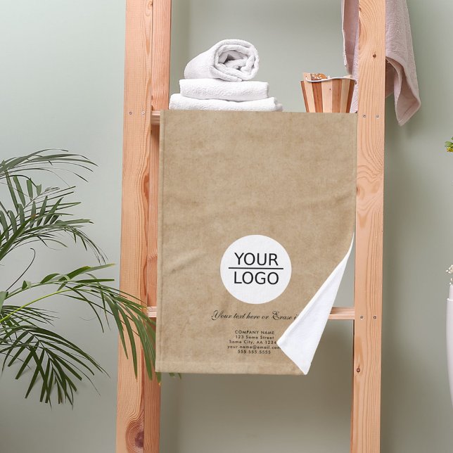 Add your Logo Custom Text Company Rustic Hand Towel (Creator Uploaded)