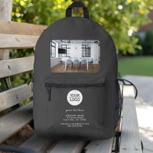 Add your Logo Custom Text Grey Company Photo Printed Backpack