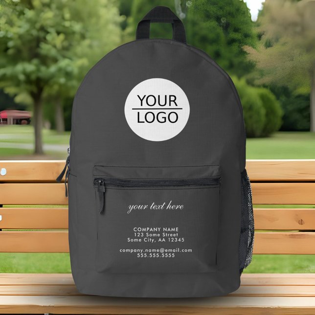 Add your Logo Custom Text Grey Company  Printed Backpack (Creator Uploaded)