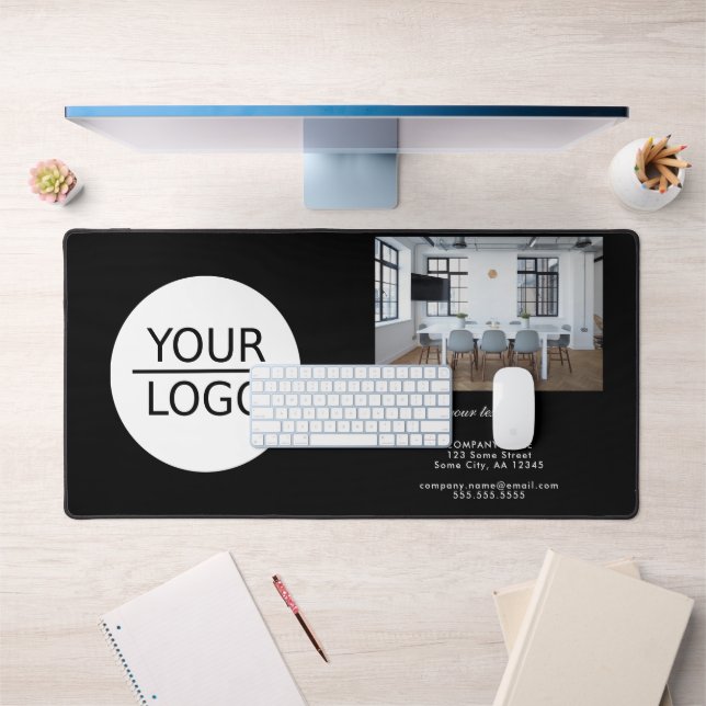 Add your Logo Custom Text Photo Company  Desk Mat (Office 1)