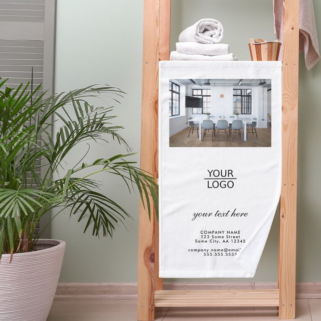 Add your Logo Custom Text Promotion Photo Hand Towel (Creator Uploaded)