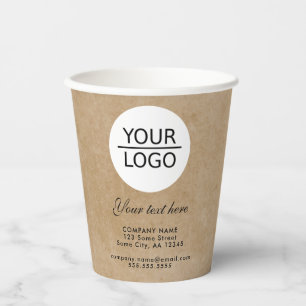 Add your Logo Custom Text Promotion Rustic Paper Cups