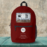 Add your Logo Custom Text Red Company Photo  Printed Backpack<br><div class="desc">Add your Logo Custom Text Red Company Photo Printed Backpack. Add your logo,  photo and customise the text,  company name,  address and contact information. Business promotion or giveaway for your clients and business partners.</div>