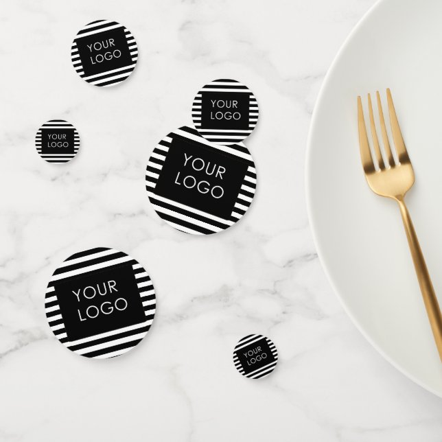 Add Your Logo Customisable Business Black Stripe   Confetti (Group)