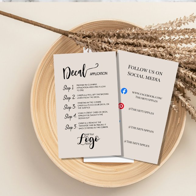 Add Your Logo – Decal Application Care Cards  (Creator Uploaded)