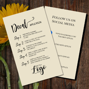 Add Your Logo – Decal Application Care Cards
