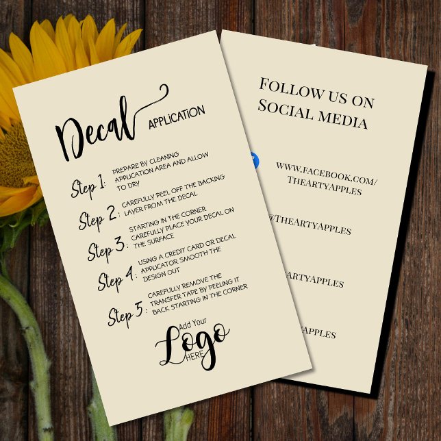 Add Your Logo – Decal Application Care Cards  (Creator Uploaded)