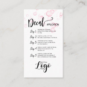 ADD YOUR LOGO decal application CARE CARDS vinyl