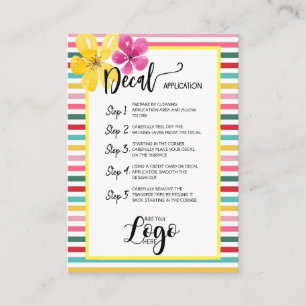 ADD YOUR LOGO decal application CARE CARDS vinyl