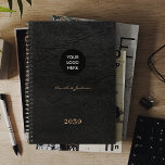Add your logo elegant black leather 2025 planner<br><div class="desc">Stylish luxury looking custom logo personalised office or school work business or personal planner.                Suitable for small business,  home office,  corporate or independent business professionals,  school,  personal branding,  portfolios or stylists,  managers,  teachers,  students.</div>
