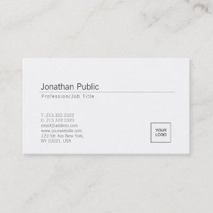 Add Your Logo Elegant White Minimal Design Trendy Business Card