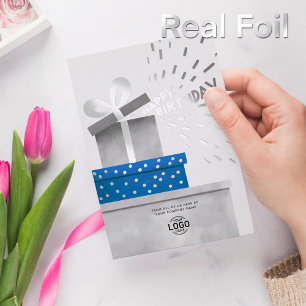 Add Your Logo Fun Grey Blue Gifts Boxes Corporate