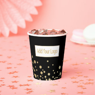 Add Your Logo - Gold Dots Paper Cups